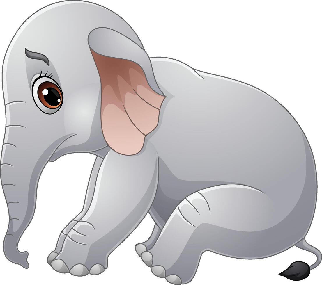 Cartoon sad elephant on white background vector