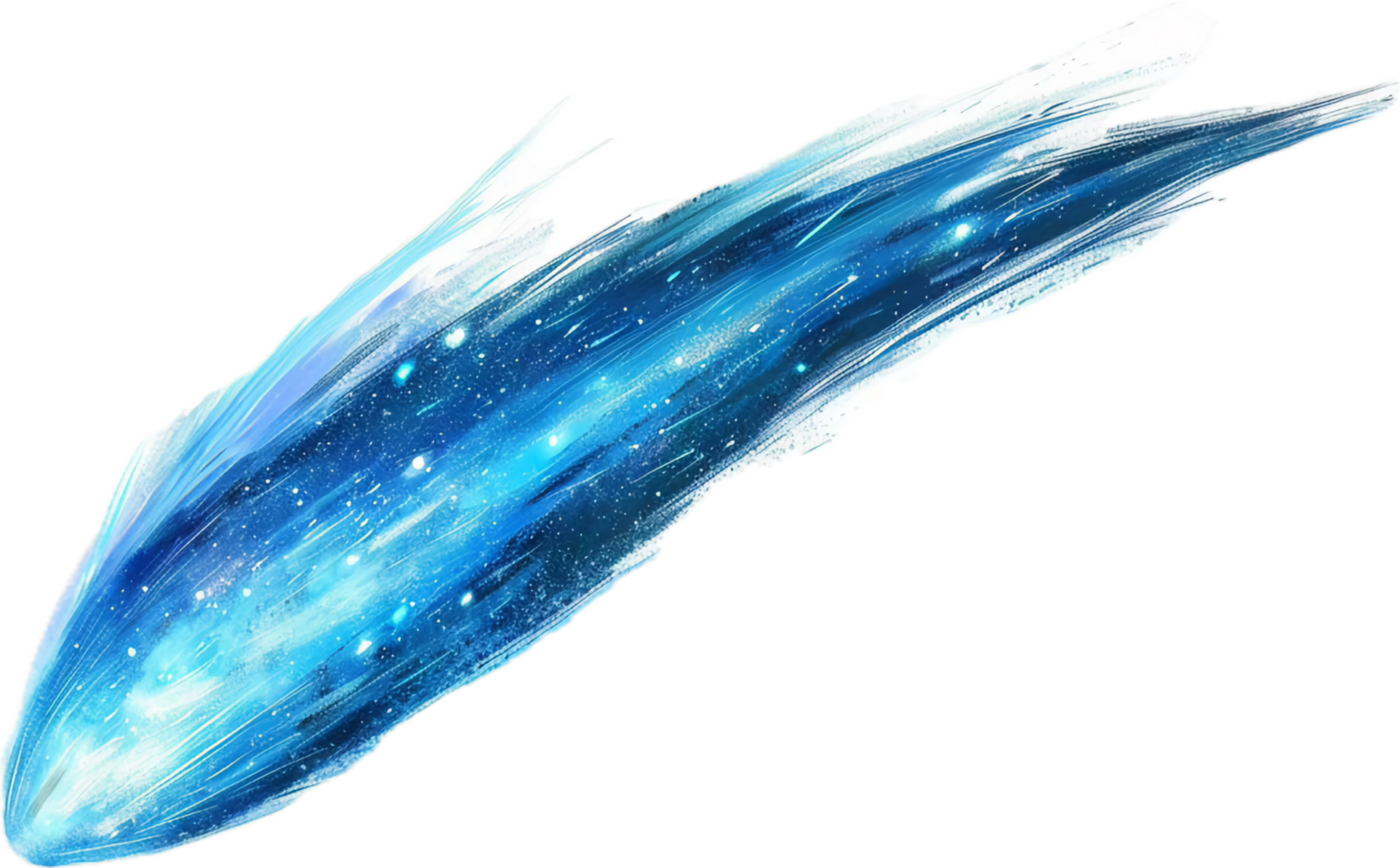 Glowing Blue Comet with Starry Tail. png