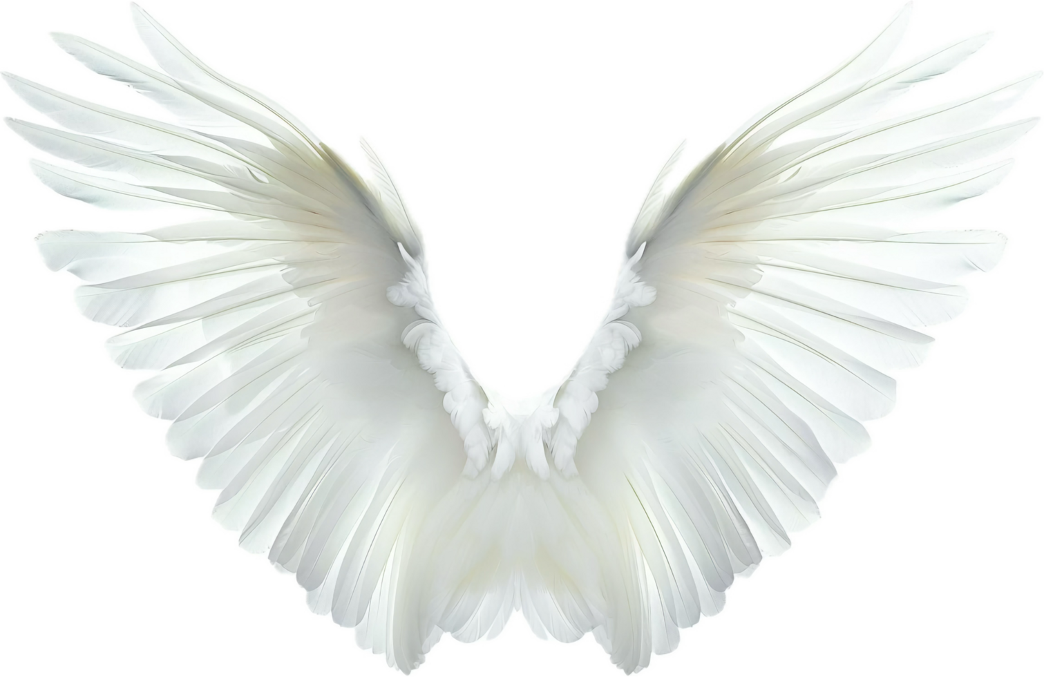 Elegant White Angel Wings Spread Open. png