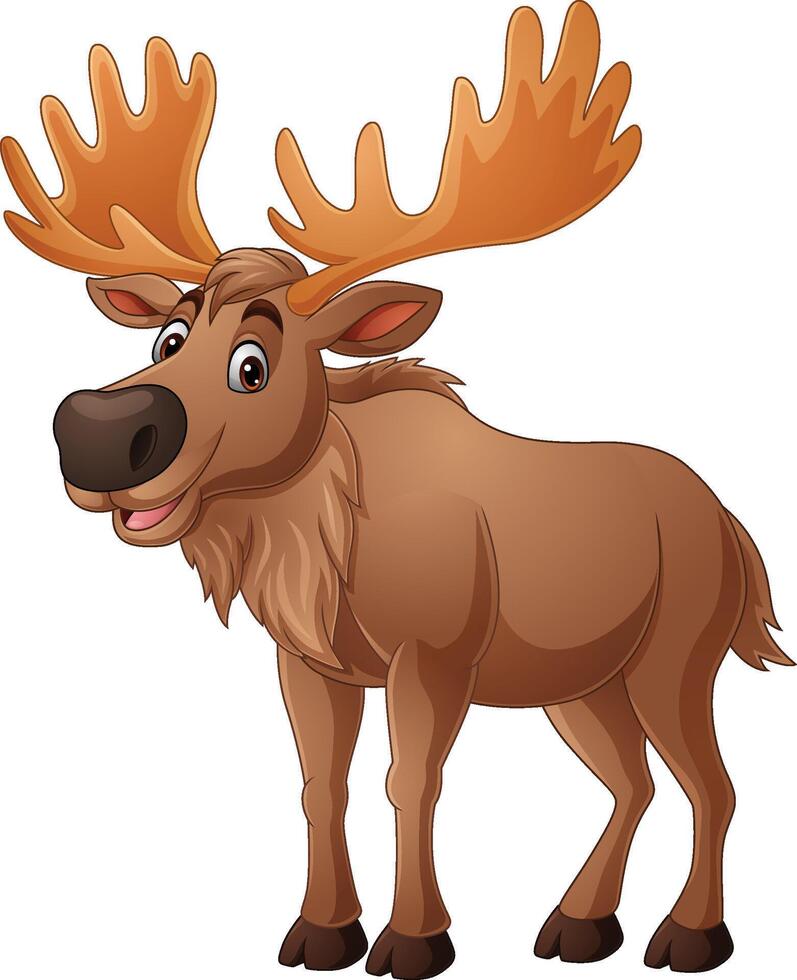Cartoon moose on white background vector
