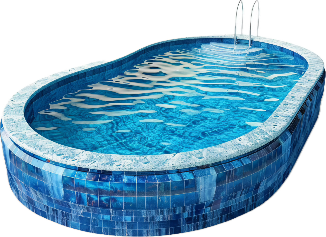 Modern Oval Swimming Pool with Ladder. png