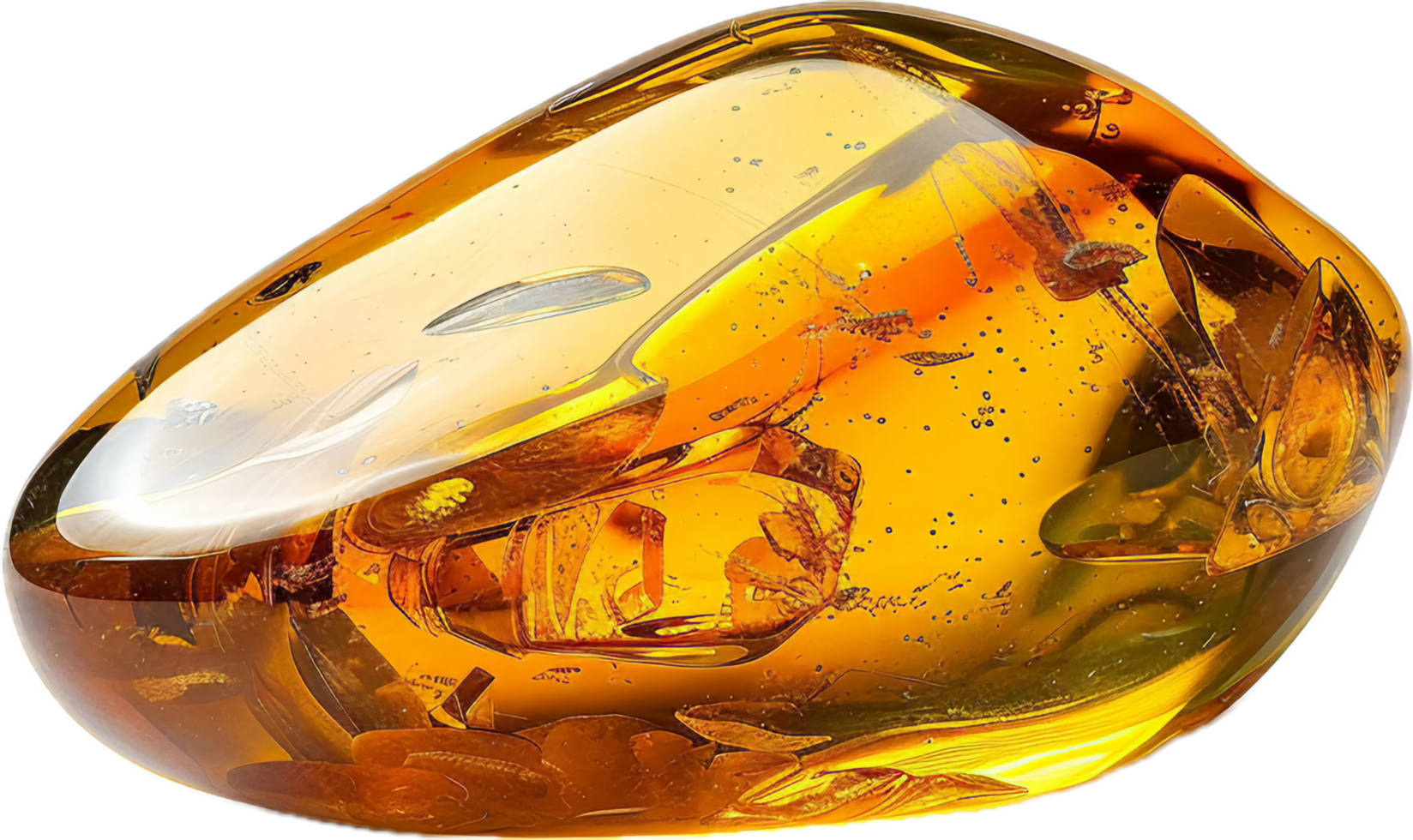 Golden Amber Resin with Trapped Inclusions. png