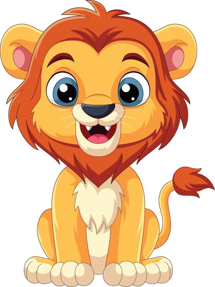 Cartoon funny lion on white background vector