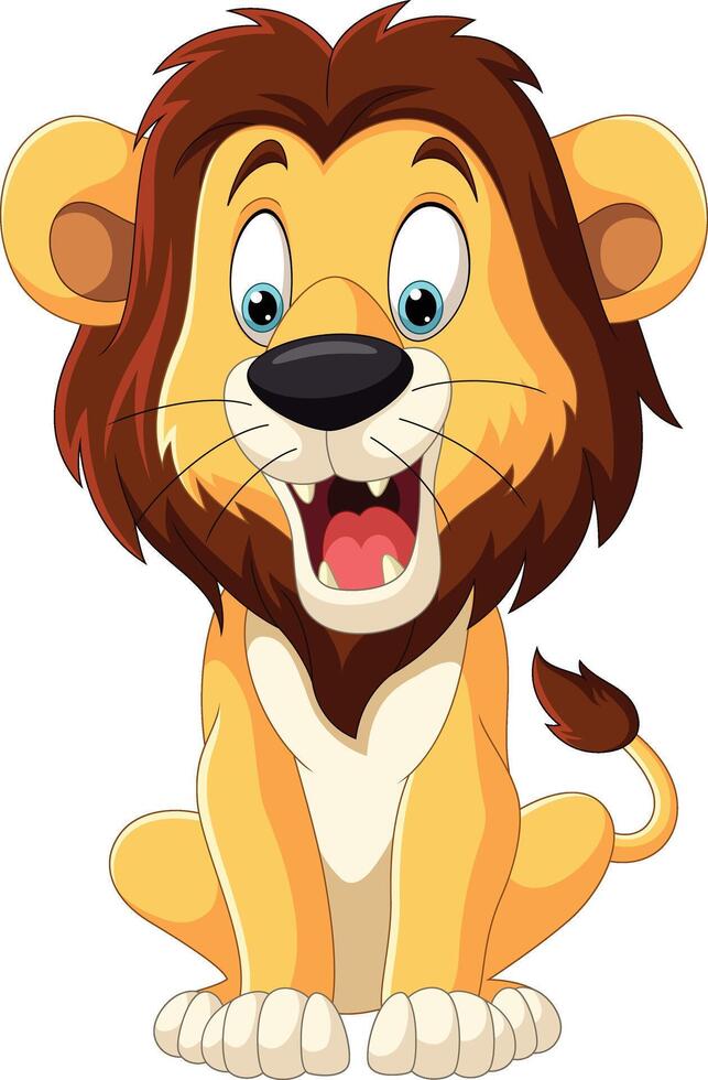 Cartoon funny lion on white background vector