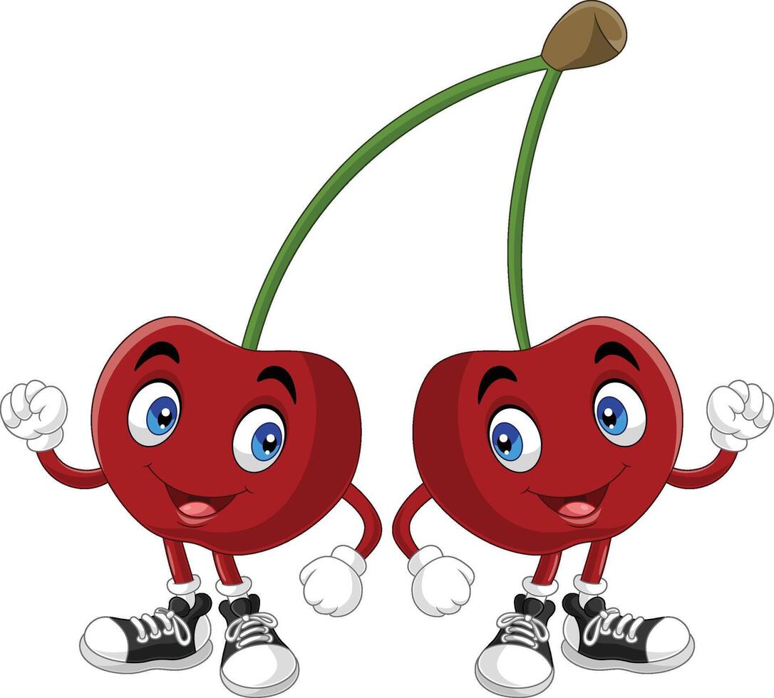 Cartoon funny couple of cherries character vector