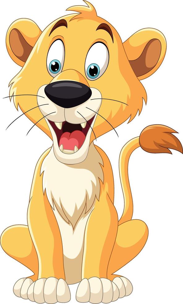 Cartoon funny lion on white background vector