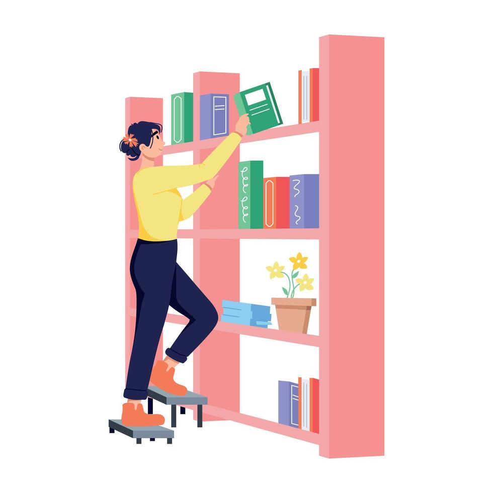 Trendy Arranging Books vector