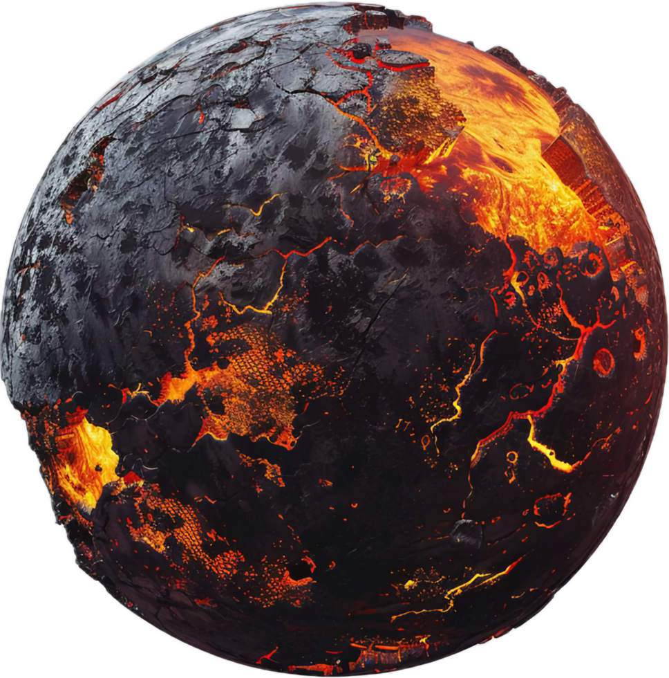 Fiery Planet with Lava Cracks. png