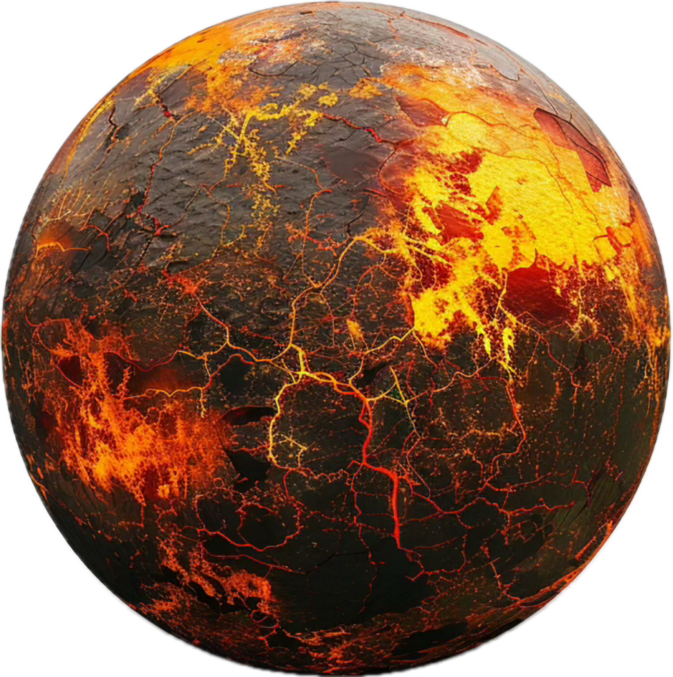 Fiery Planet with Lava Cracks. png