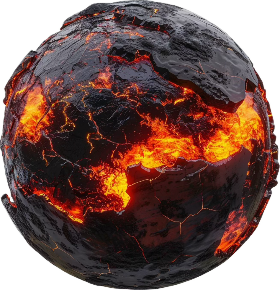 Fiery Planet with Lava Cracks. png
