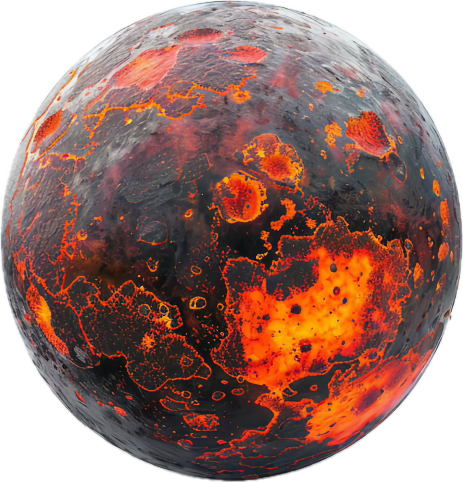 Fiery Planet with Lava Cracks. png