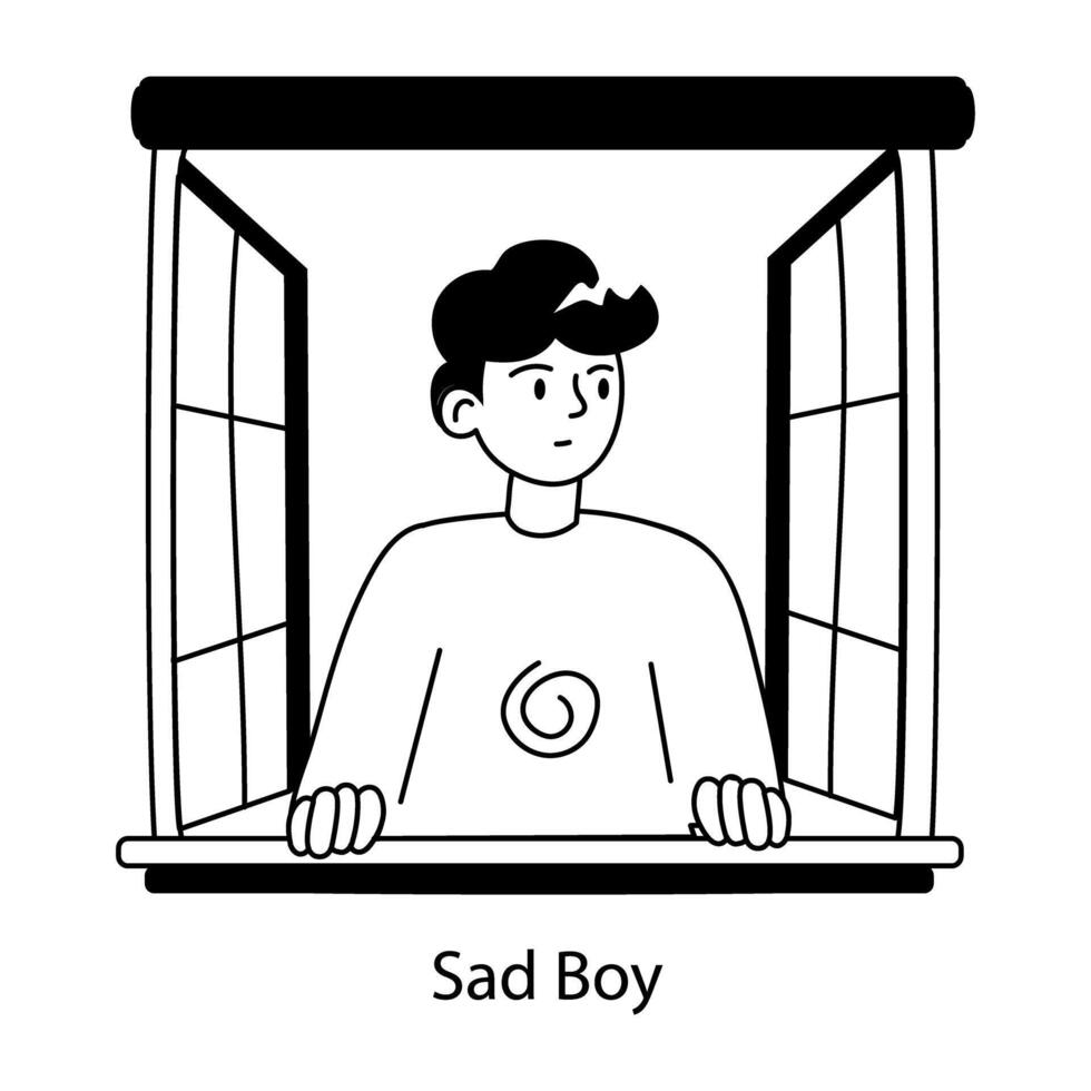 Trendy Sad Boy vector