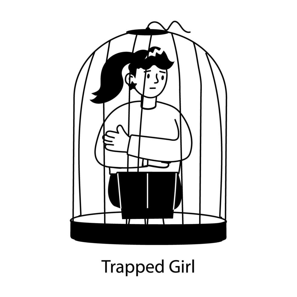 Trendy Trapped Girl vector