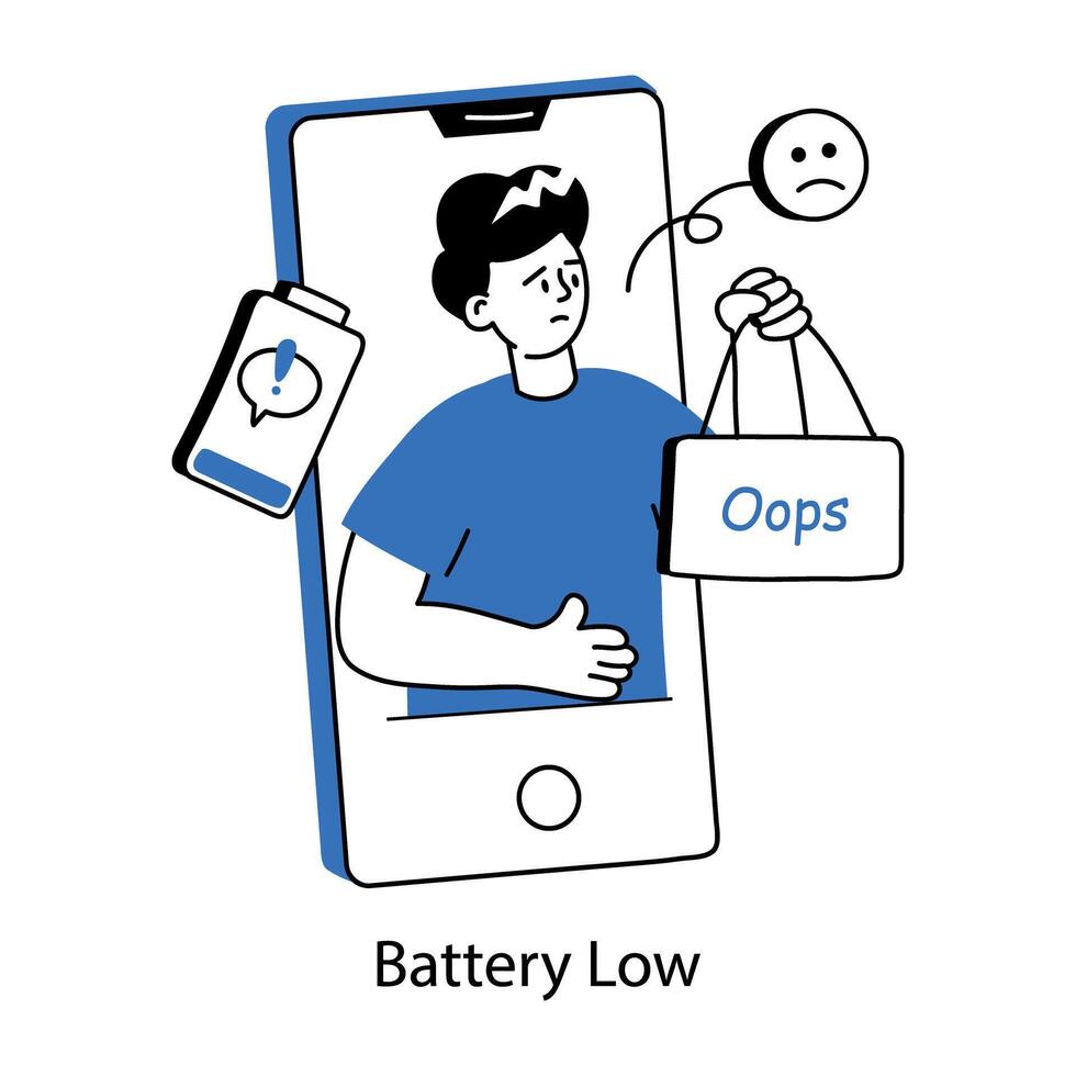Trendy Battery Low vector