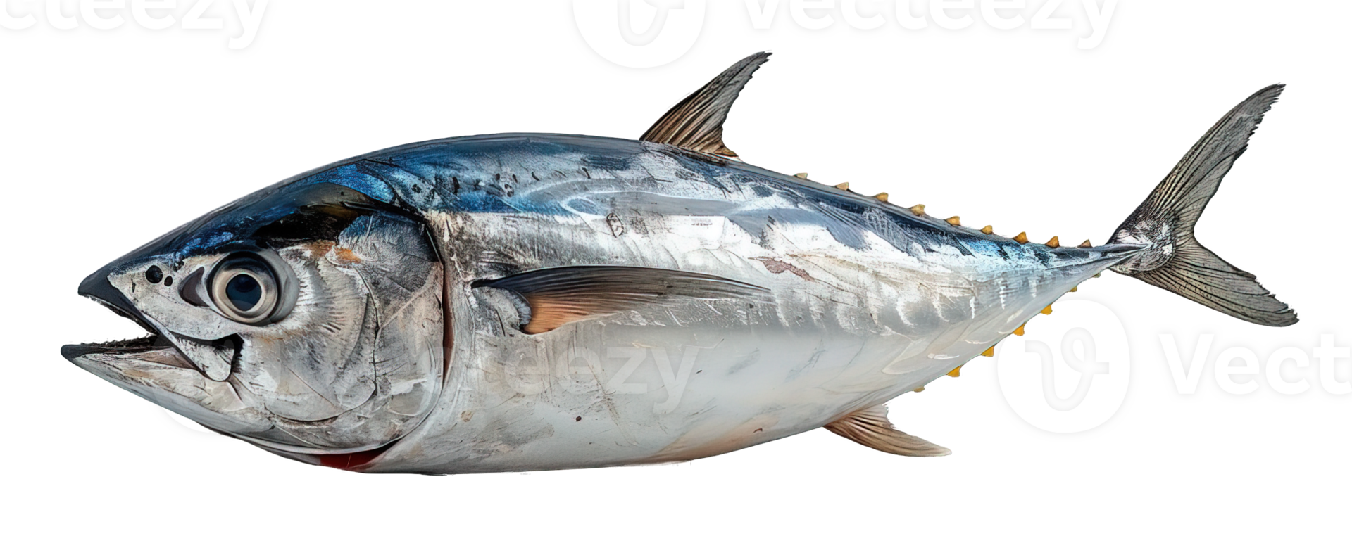 side view of fresh tuna fish isolated on transparent background , png