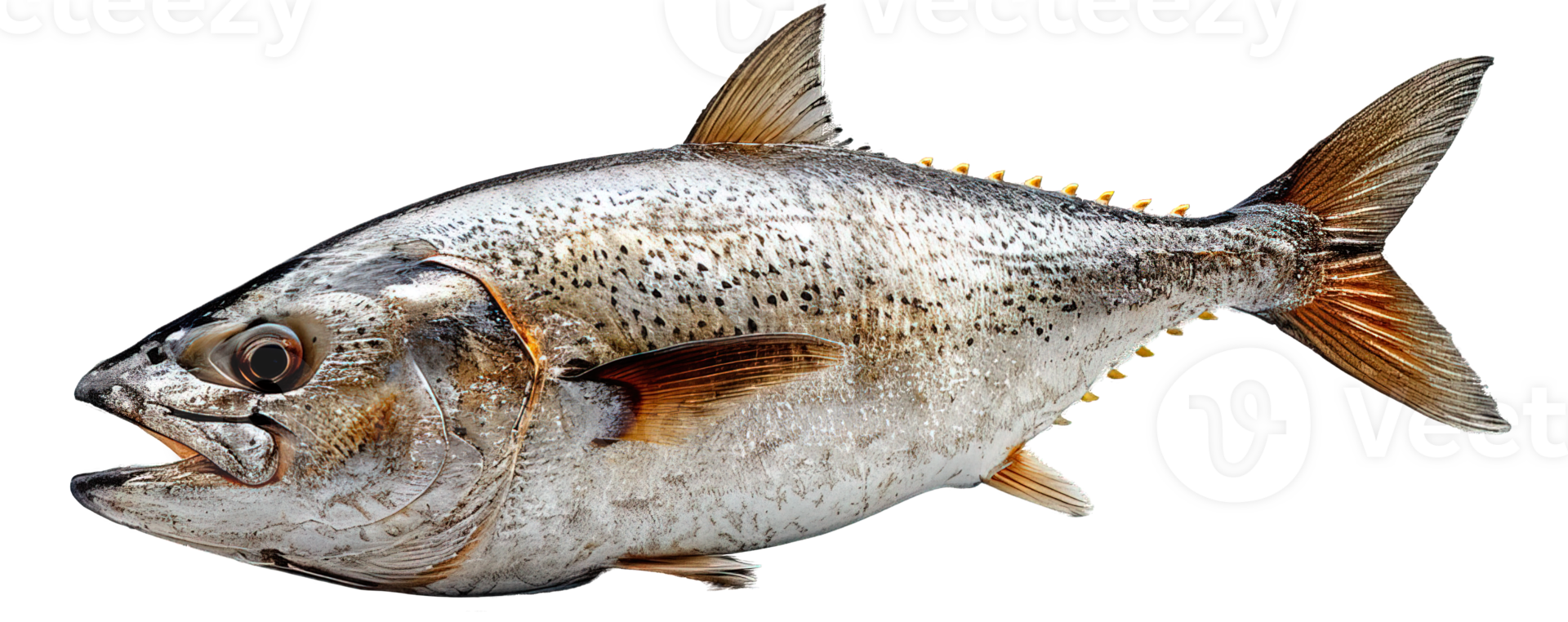 side view of fresh tuna fish isolated on transparent background , png