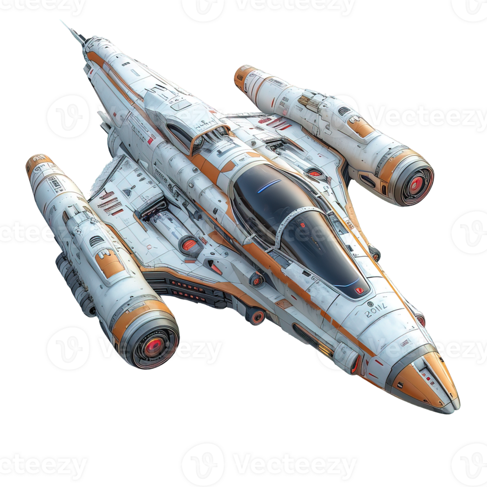 futuristic spaceship isolated on transparent background , png