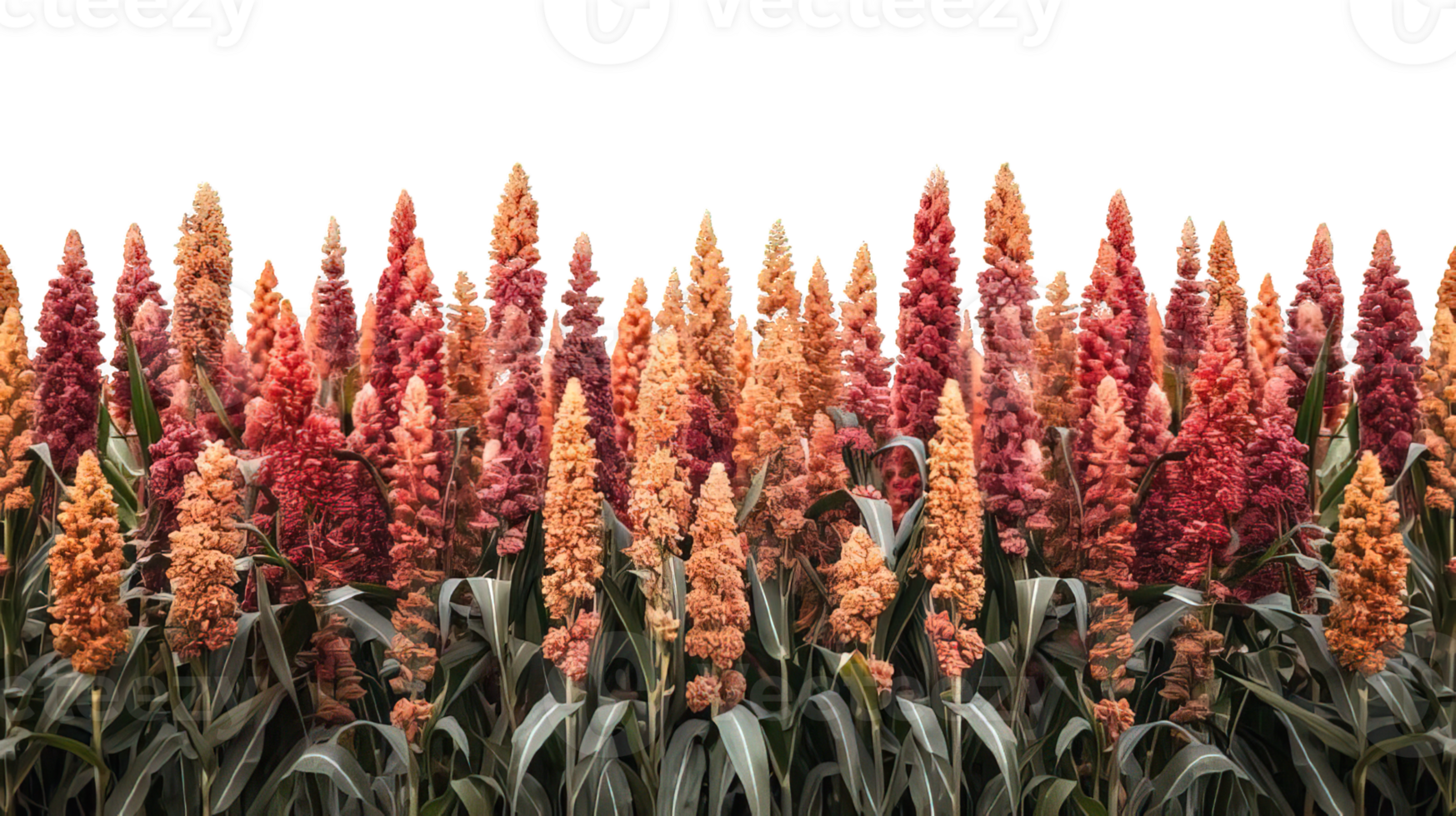 landscape of sorghum fields isolated on transparent background , png