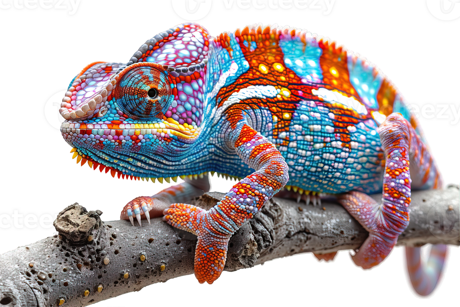 side view chameleon isolated on transparent background , png