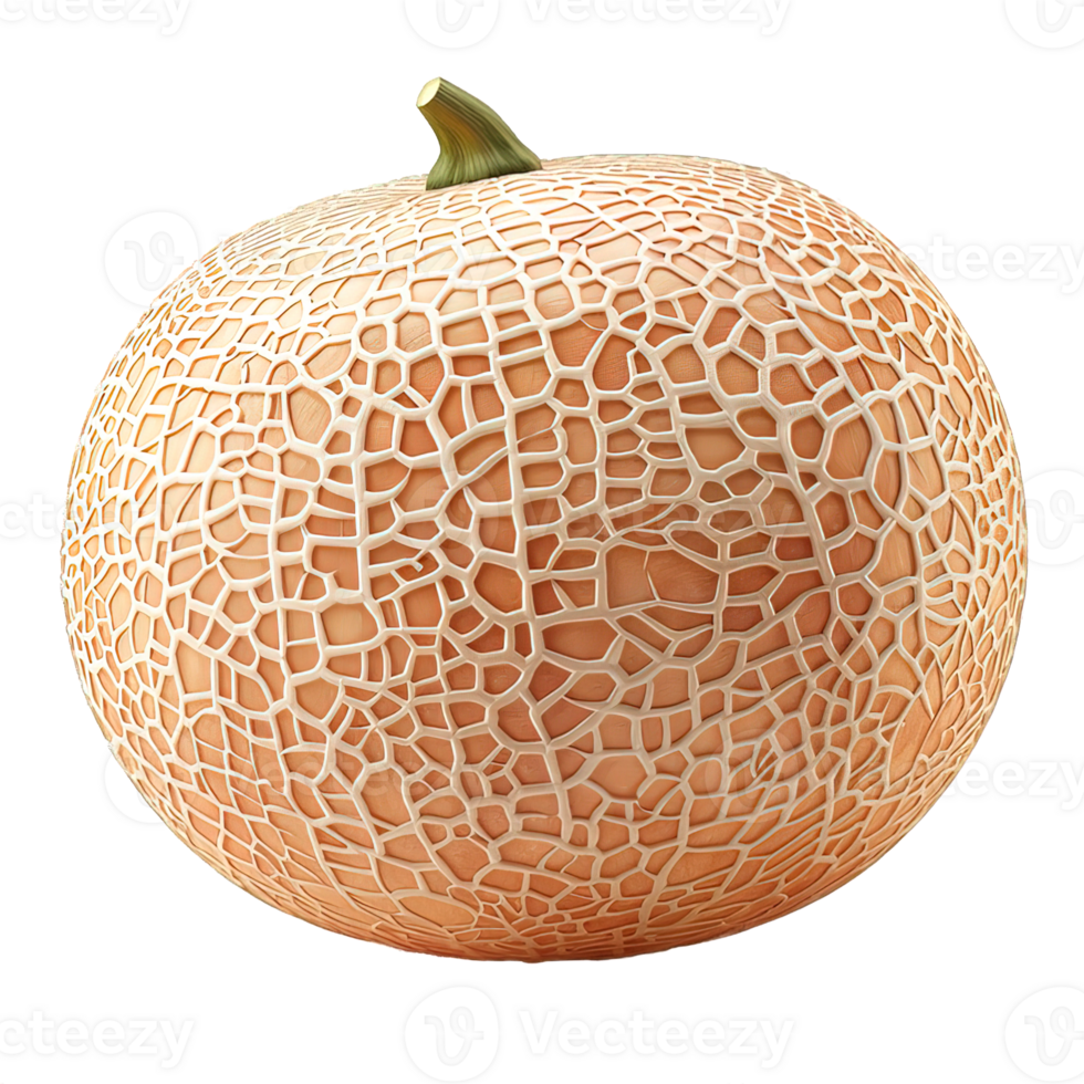 round melon fruit isolated on transparent background , png