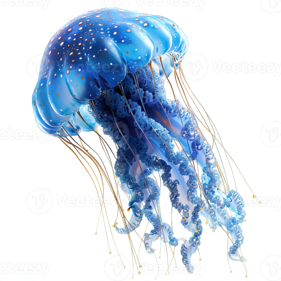 blue jellyfish isolated on transparent background , png