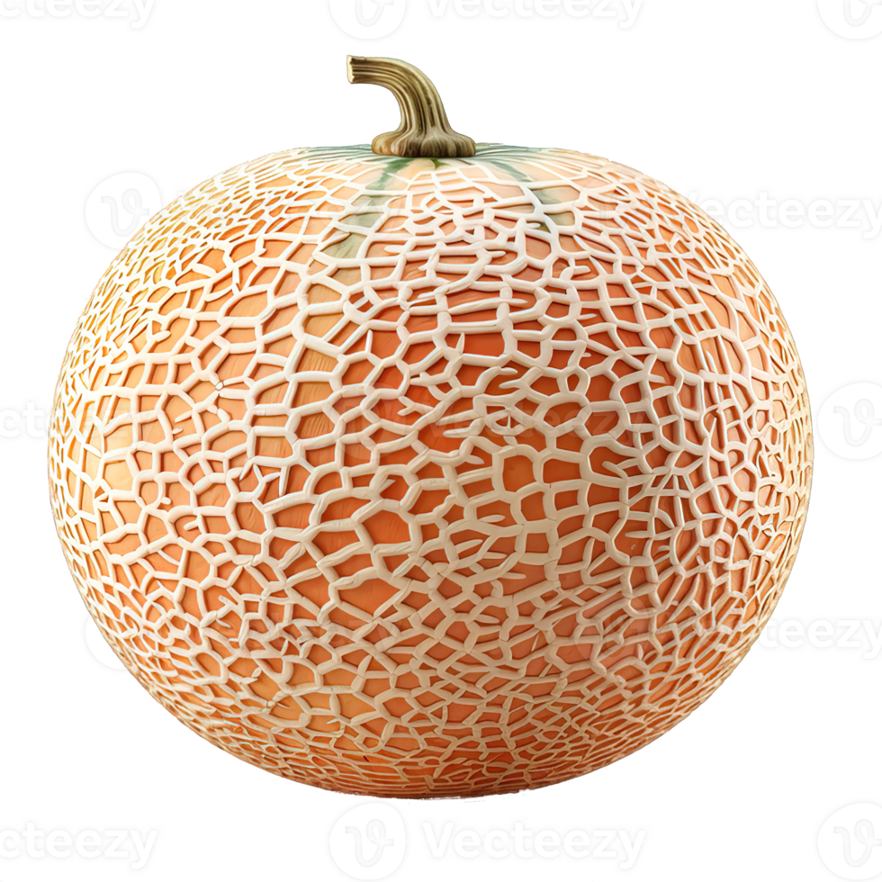 round melon fruit isolated on transparent background , png