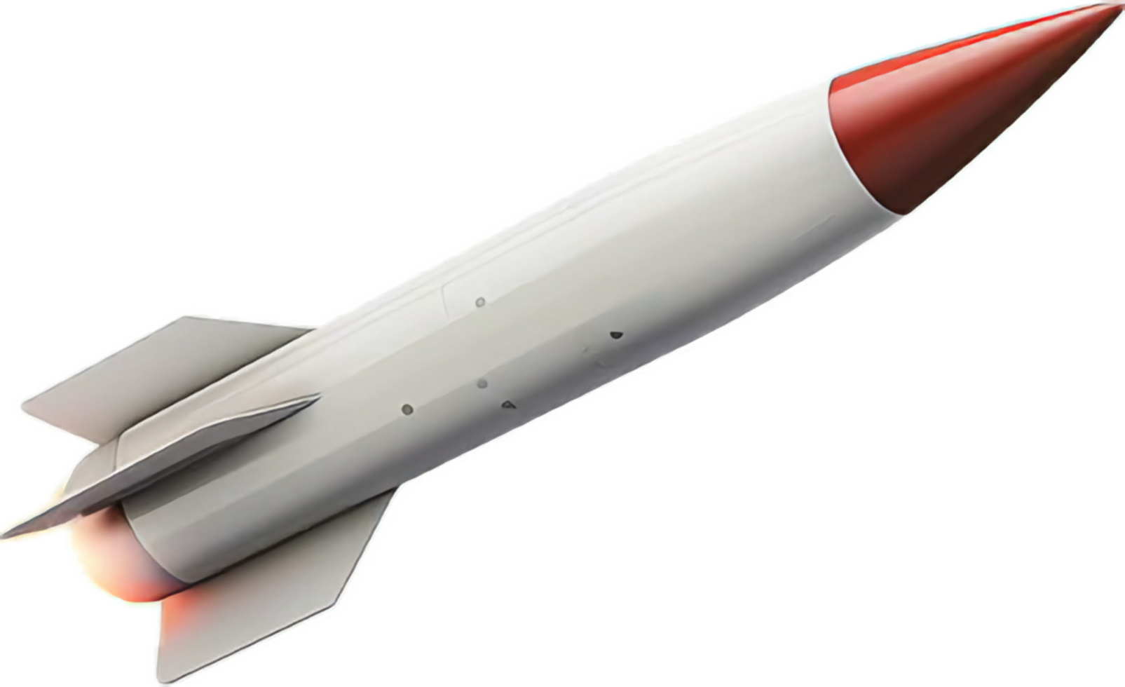 Sleek White Rocket with Red Nose. png
