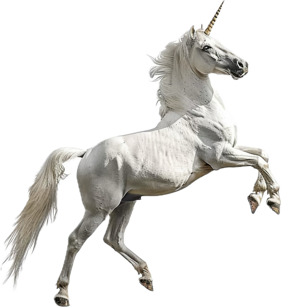 Majestic White Unicorn Rearing Up. png