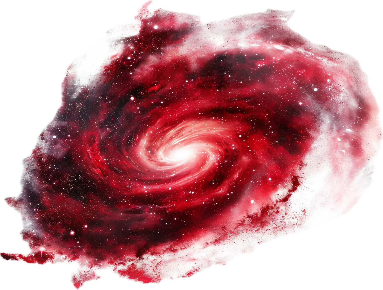 Vivid Red Spiral Galaxy in Space. png