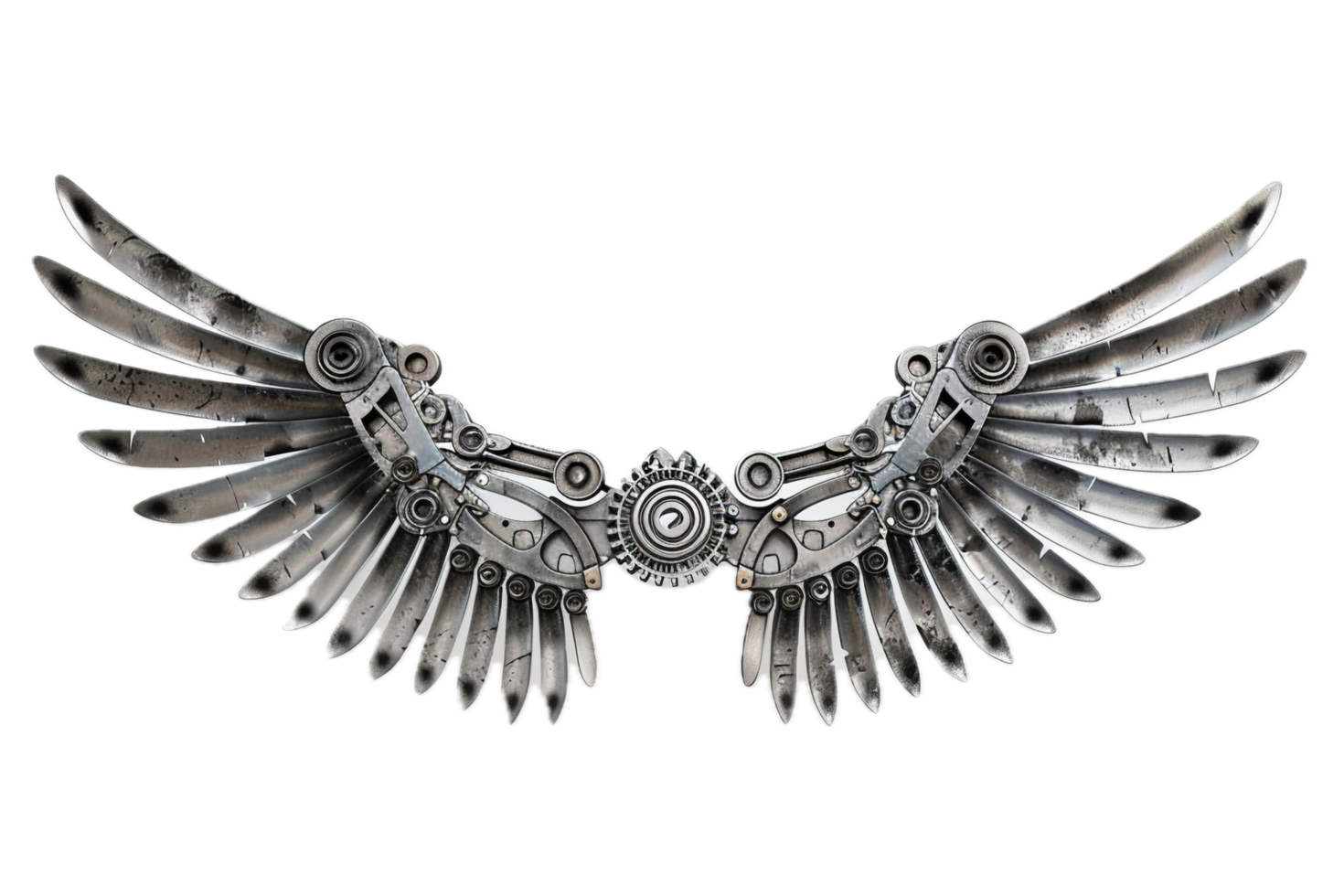 Intricate Steampunk Mechanical Wings with Gears png