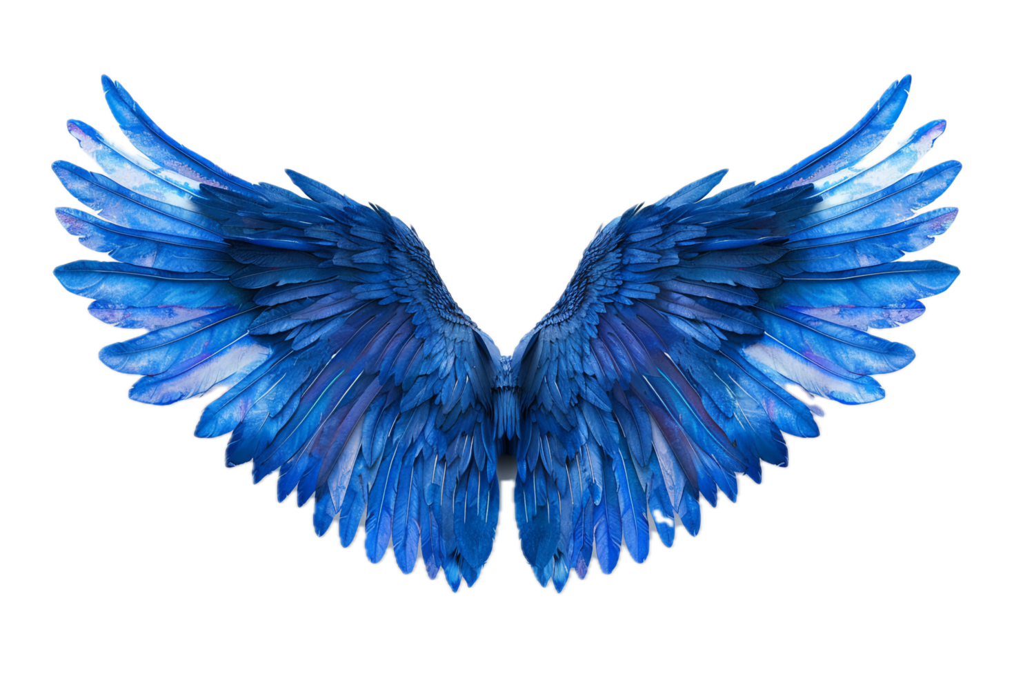 Vibrant Blue Angel Wings with Feathery Detail. png
