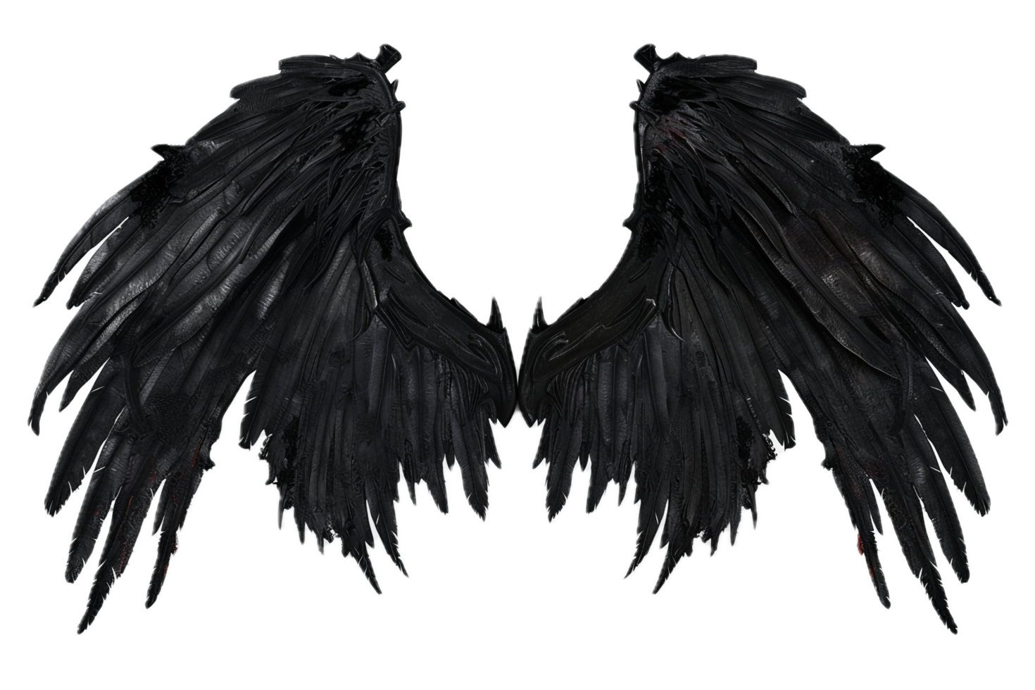 Dark Red Demon Wings with Tattered Edges. png