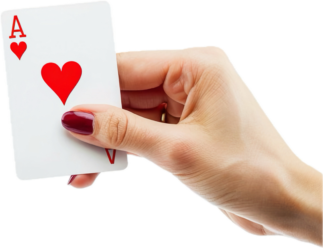 Hand Holding Ace of Hearts Card. png