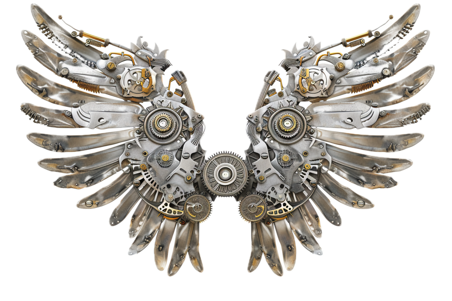 Intricate Steampunk Mechanical Wings with Gears png