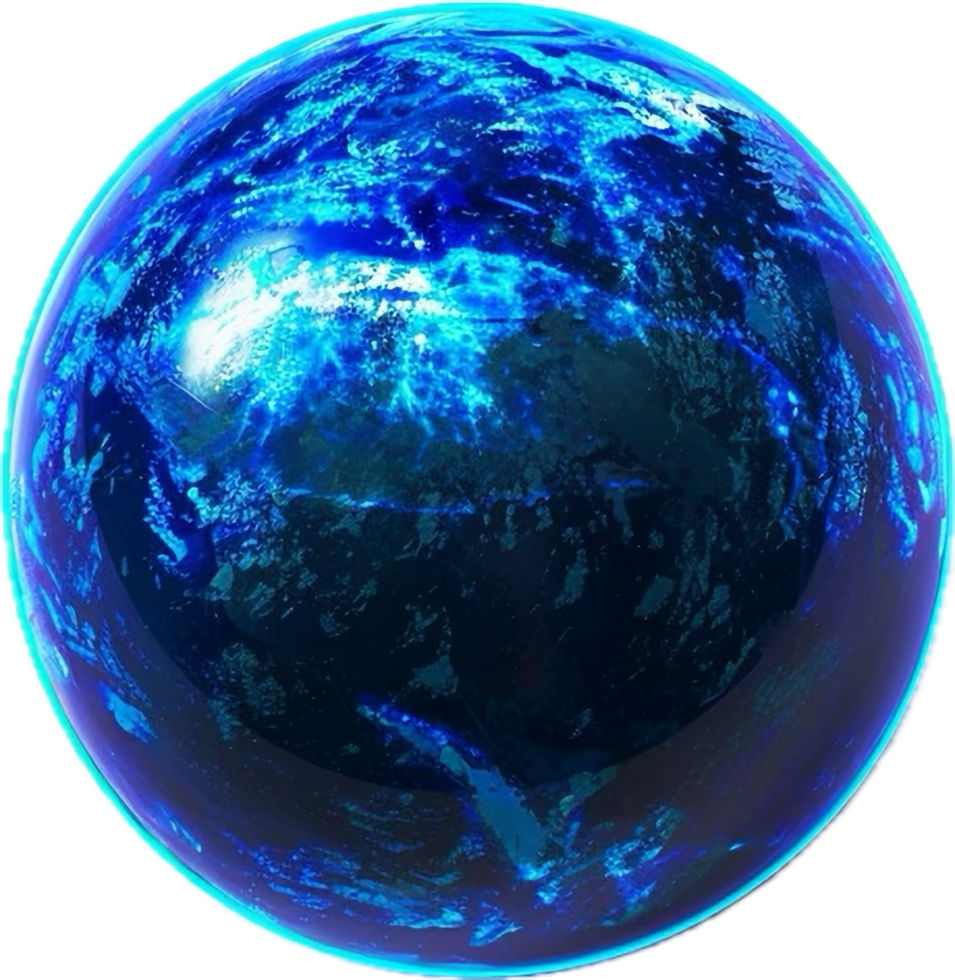Blue Alien Planet with Glowing Surface. png