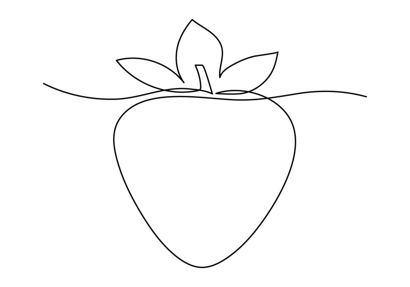 Strawberry One continuous line drawing. Hand drawn minimalist illustration. Summer berry simple design vector