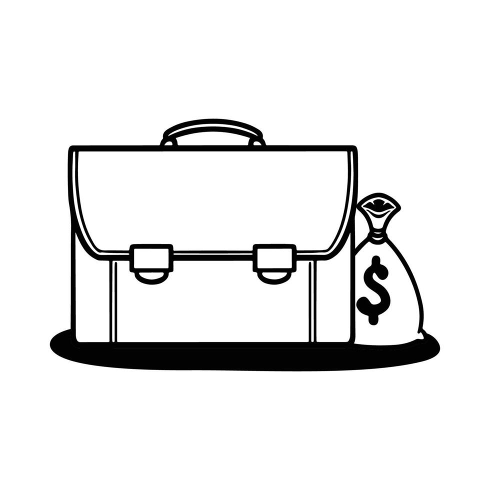 Hand drawn engraving of bag and dollar money vector
