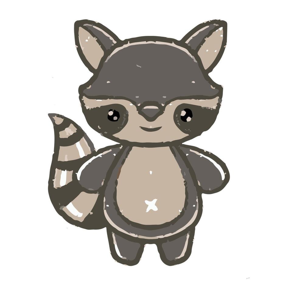 Hand drawn of colorful cute little raccoon vector