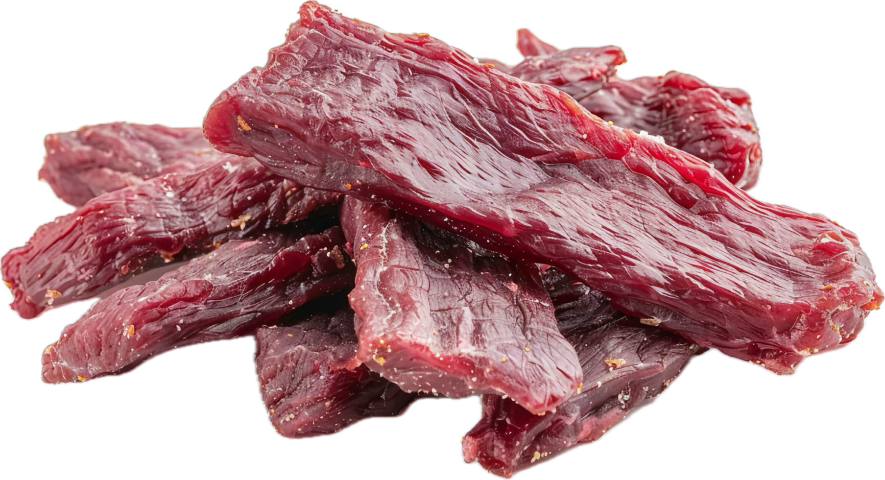 Piled Spicy Beef Jerky Slices. png
