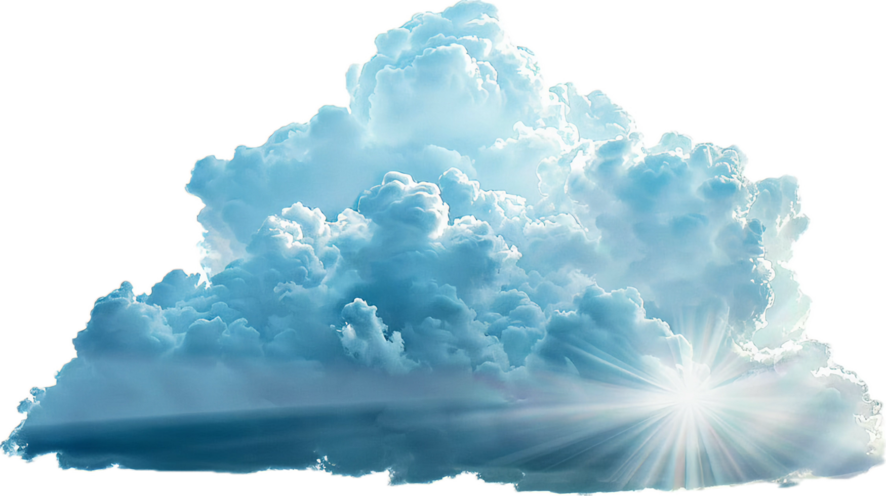 Sun Rays Shining Through Fluffy Clouds. png