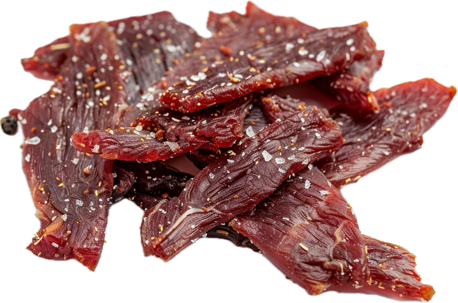 Piled Spicy Beef Jerky Slices. png