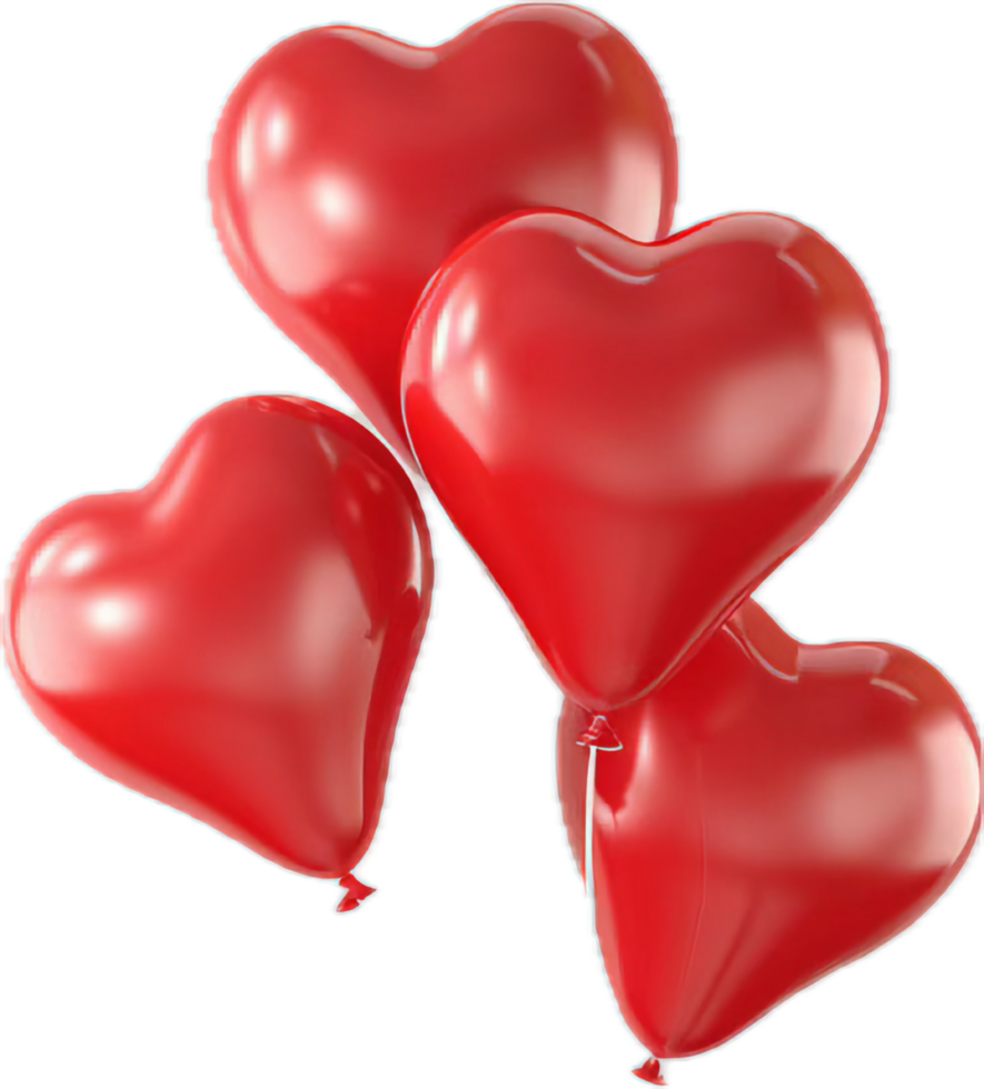 Shiny Red Heart-Shaped Balloons Cluster. 46336556 PNG
