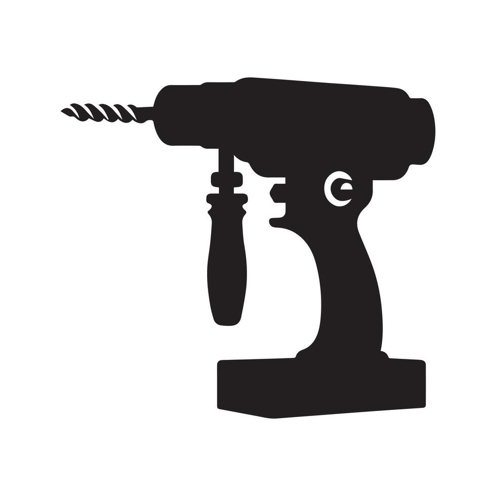 Drill machine illustration in black and white vector