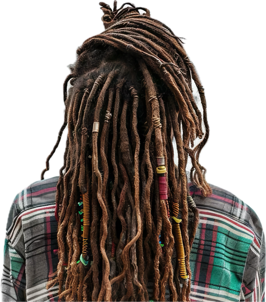 Back View of Long Brown Dreadlocks. png