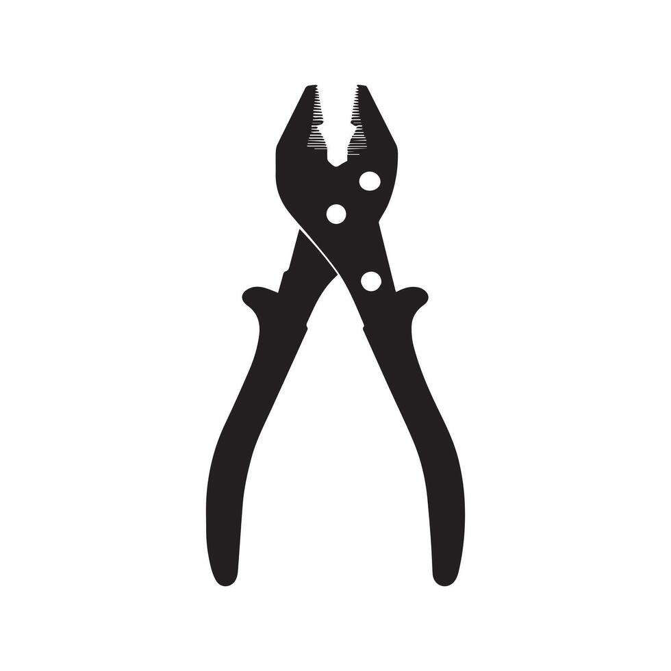 Locking Plier tool illustration in black and white vector