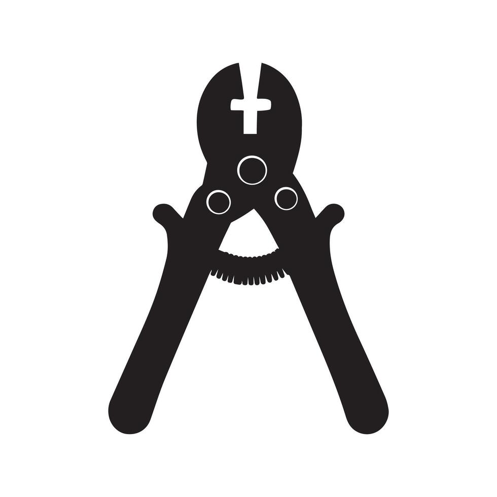 wire stripper tool illustration in black and white vector