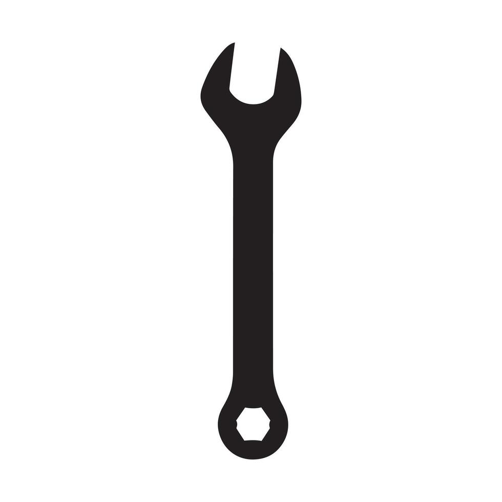 a Combination Wrench illustration in black and white vector