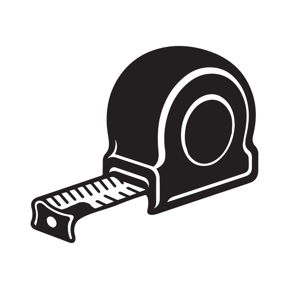 a Tape Measure tool illustration in black and white vector