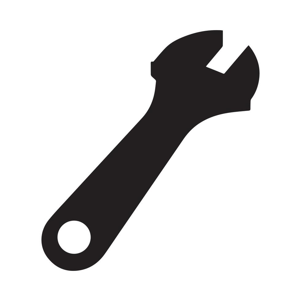 a Adjustable Wrench illustration in black and white vector
