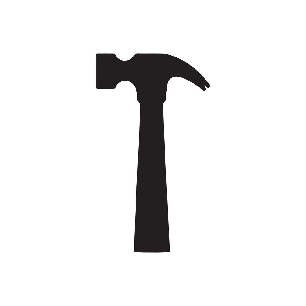 Hammer tool illustration in black and white vector